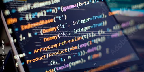 Programming code background . Software developer programming code. photo