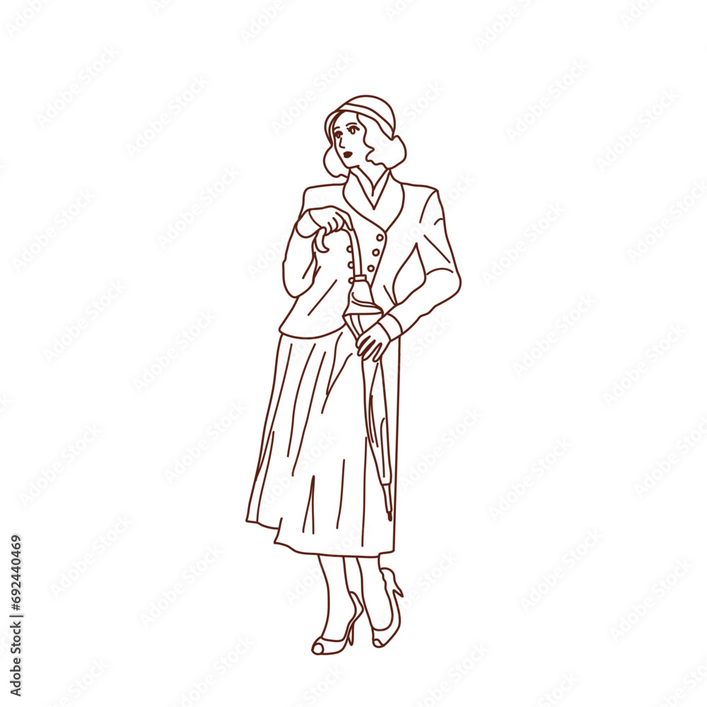Hand drawn beautiful girl with umbrella. Hand drawn beautiful girl with umbrella.