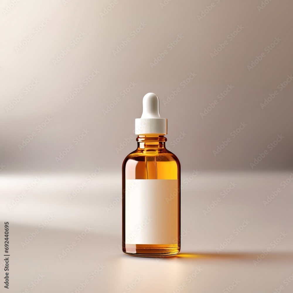 Dropper bottle for medicine or cosmetics liquid, blank generic product packaging mockup