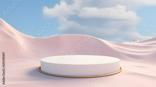 3d render of vector abstract background. Podium for show product. Blank scene showcase mockup with empty round stage.