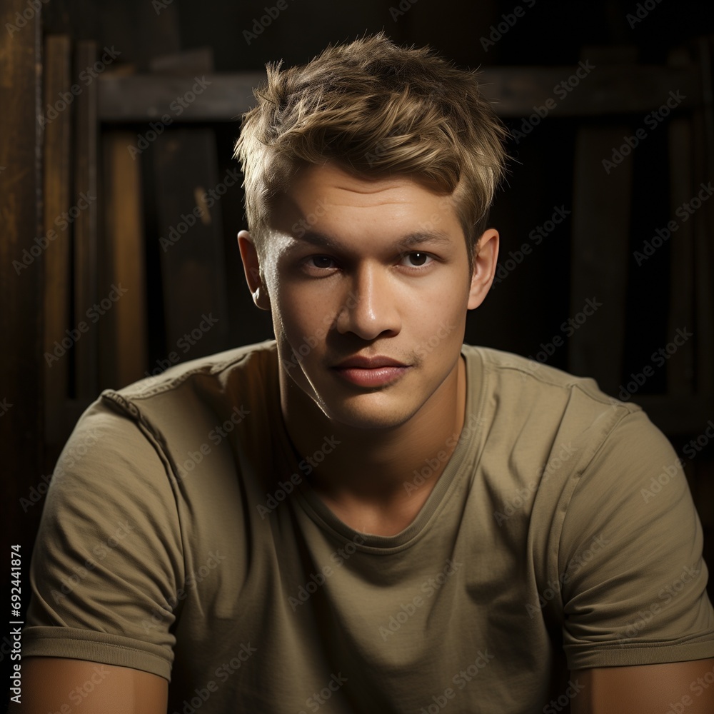 Men model photoshoot. He stands tall with a confident and commanding presence. His well-defined features exude strength and charm. Chiseled cheekbones complement a square jawline Ai generated image Men model photoshoot. He stands tall with a confident and commanding presence. His well-defined features exude strength and charm. Chiseled cheekbones complement a square jawline Ai generated image