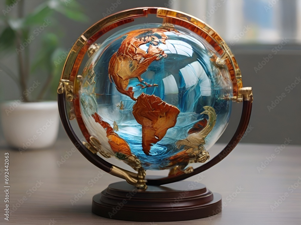 glass globe on a table Ai generative glass globe on a table Ai generative