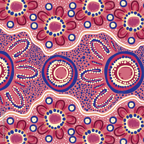 Vector dot art background in aboriginal design