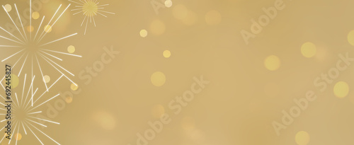 abstract group of fireworks light and glitter on luxury gold color background for anniversary season and happy new year festival countdown concept