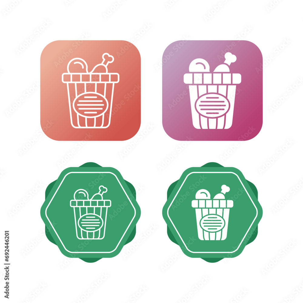 Chicken Bucket Vector Icon Chicken Bucket Vector Icon