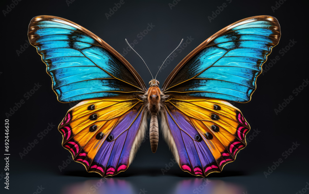 Fototapeta premium Multicolored Butterfly isolated on black background