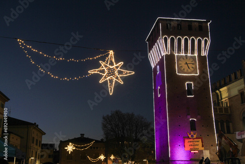 Castelnuovo rangone Christmas lighting in the historic centre photo