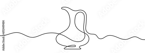 Continuous line drawing of jug. Single line decanter icon.