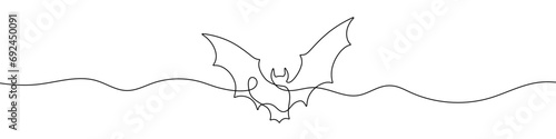 Continuous line drawing of bat. Bat continuous line icon.