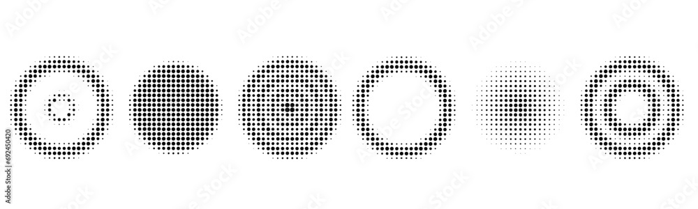 Circle set halftone effect isolated on transparent png
