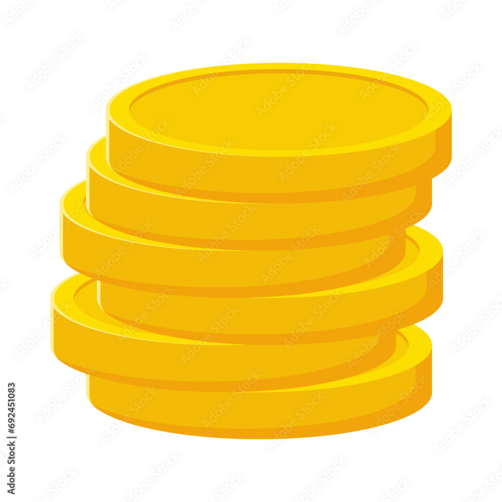 Flat illustration of pile of money coins on isolated background Flat illustration of pile of money coins on isolated background