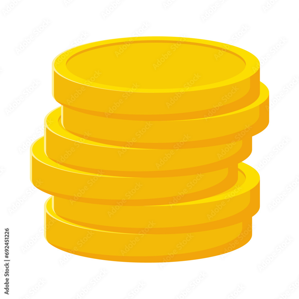 Flat illustration of pile of money coins on isolated background Flat illustration of pile of money coins on isolated background