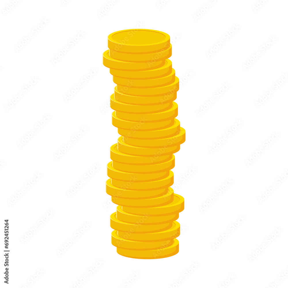 Flat illustration of pile of money coins on isolated background Flat illustration of pile of money coins on isolated background