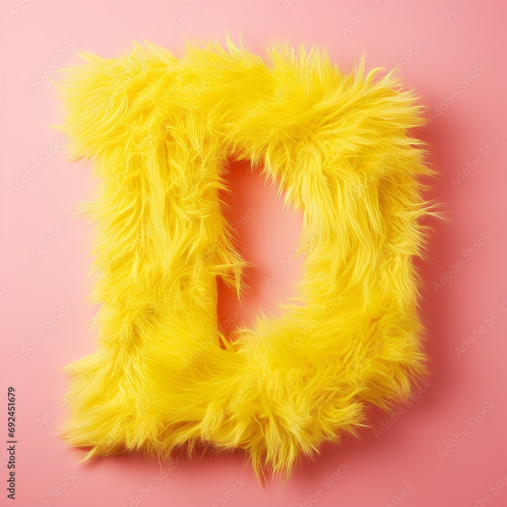 yellow furry letter D on a pink background yellow furry letter D on a pink background