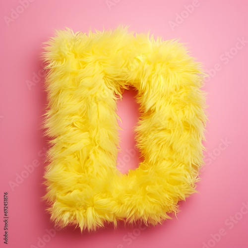 yellow furry letter D on a pink background