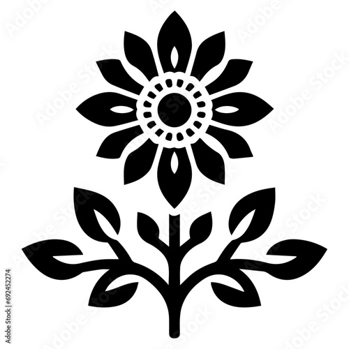 Fototapeta Naklejka Na Ścianę i Meble -  Simple Flower Icon Vector silhouette, Flower Icon black color