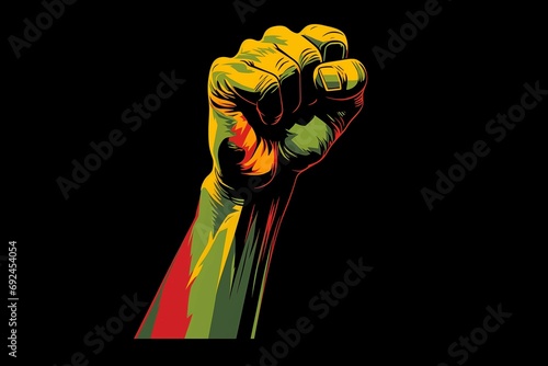 Silhouette of a hand on a black background, banner of the black history month.