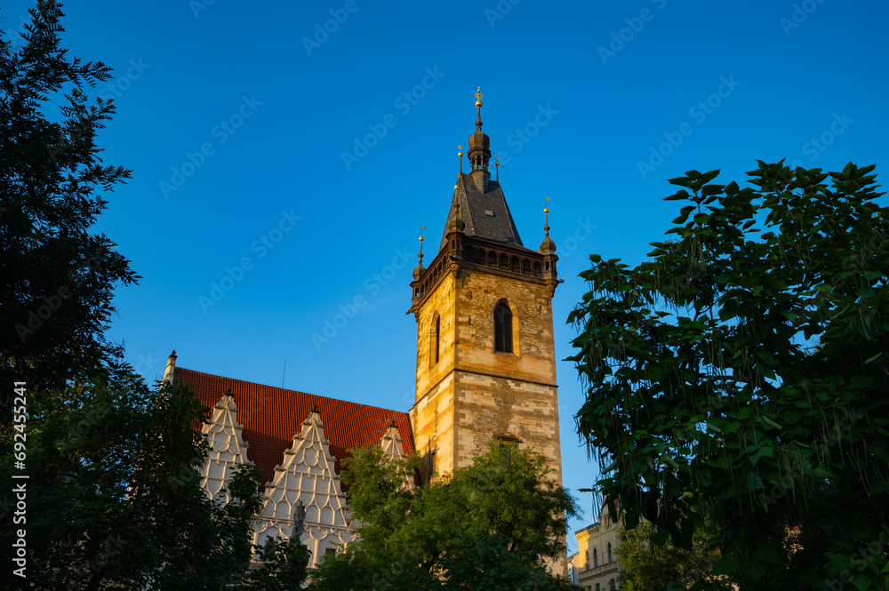 Prague, Czech Republic - September 25, 2023 - A walk through the city of Prague by the Vltava River, a dancing house and a sunset. Prague, Czech Republic - September 25, 2023 - A walk through the city of Prague by the Vltava River, a dancing house and a sunset.