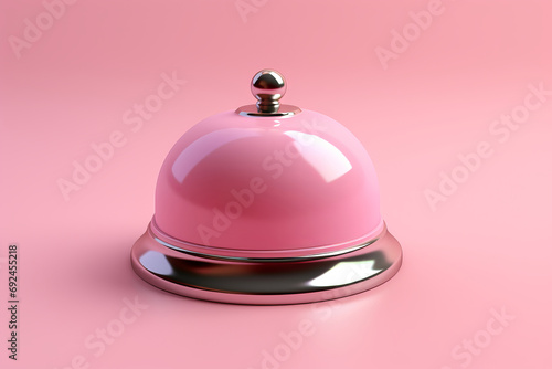 Hotel bell isolated on pink background. photo