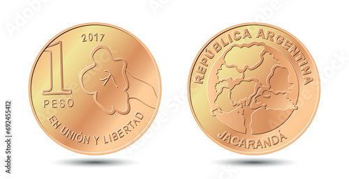 One peso. Argentina one peso coin. Vector illustration.