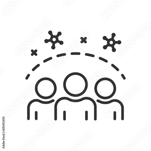 People are protected from the virus, linear icon. Line with editable stroke
