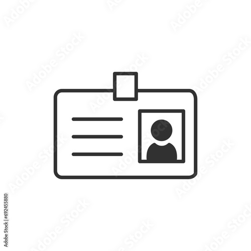 A nametag with data about the person. Monochrome black and white icon