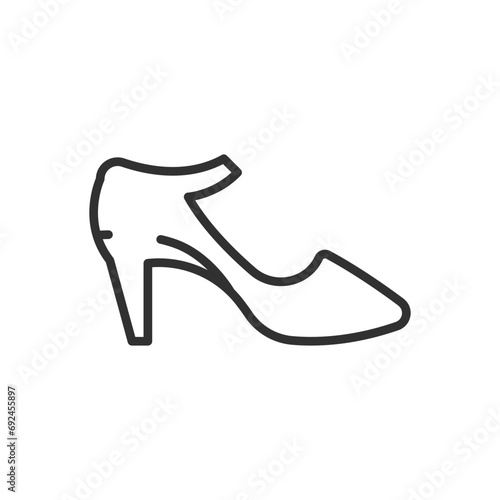 Women's Ankle Strap Shoes, linear icon. Line with editable stroke