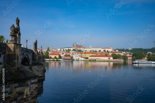 Prague, Czech Republic - September 26, 2023 - View of Charles Bridge, and the surroundings of Prague's Old Town. © WSPHOTO
