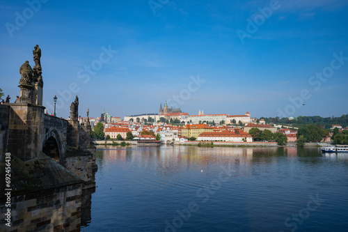 Prague, Czech Republic - September 26, 2023 - View of Charles Bridge, and the surroundings of Prague's Old Town.