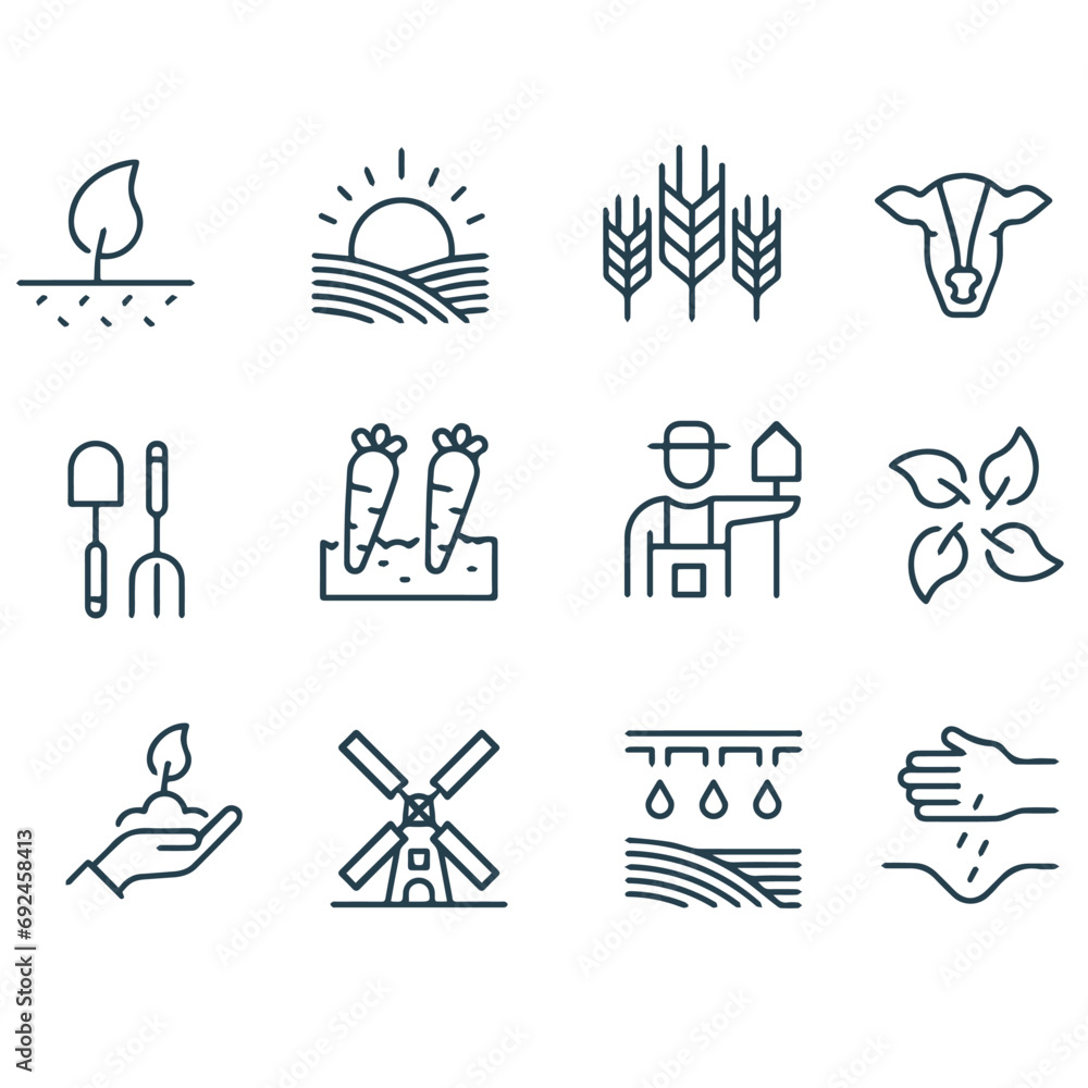 Farming,farmer line icons vector design