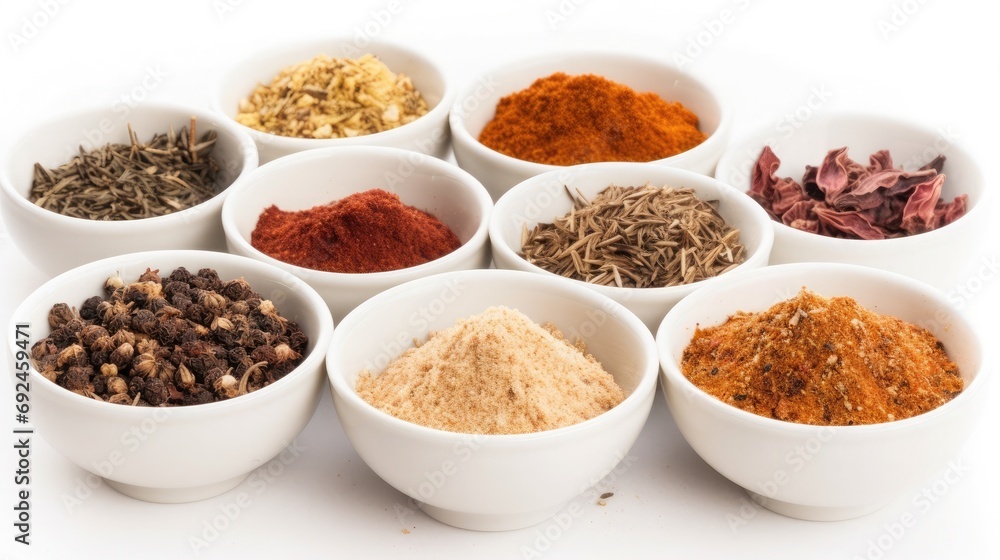 spices in a wooden bowl , white isolated background spices in a wooden bowl , white isolated background
