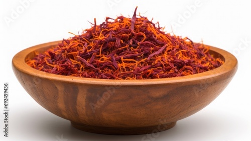 saffron in a bowl in white isolated background