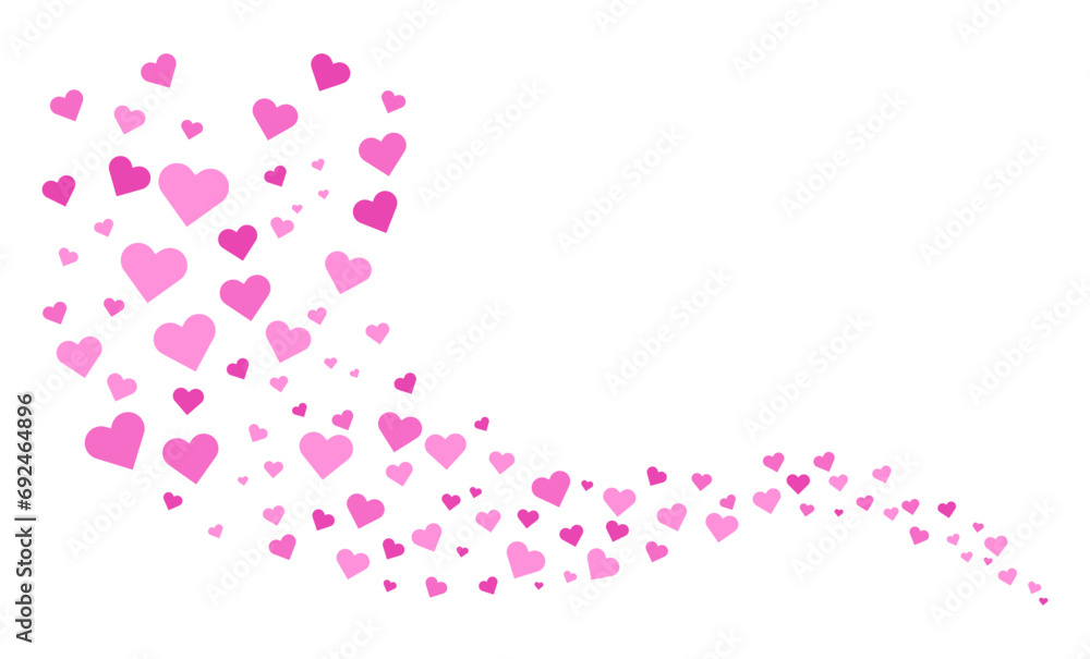 Pink heart confetti for valentine's day or celebration love shape illustration vector