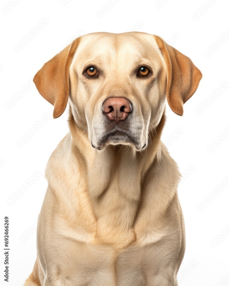 Old Labrador Pet - 11 Year Old Labrador Retriever Sitting in Studio Isolated on White Background