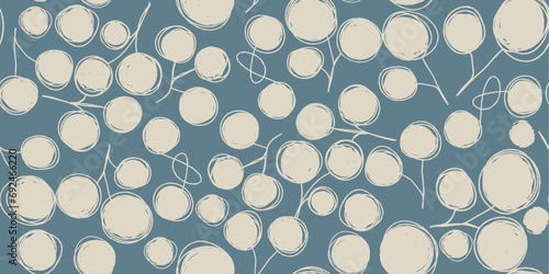 Botanical pattern illustration floral graphic. Seamless pattern abstract rowan twigs. Vector illustration.
