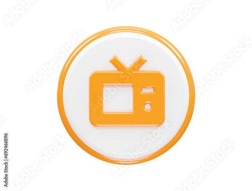 Tv icon 3d rendering illustration element