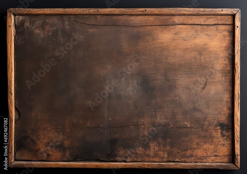 a wooden board with a black background