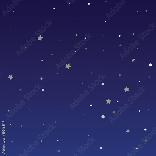Starry night sky with stars. Vector night illustration.