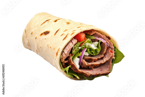 Delicious tortilla wrap on transparent background.