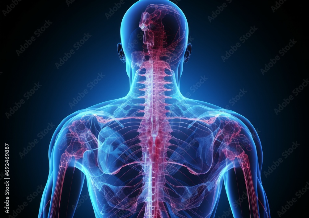 X-ray human male skeletal body. Muscles and internal organs diagram on dark background. X-ray human male skeletal body. Muscles and internal organs diagram on dark background.