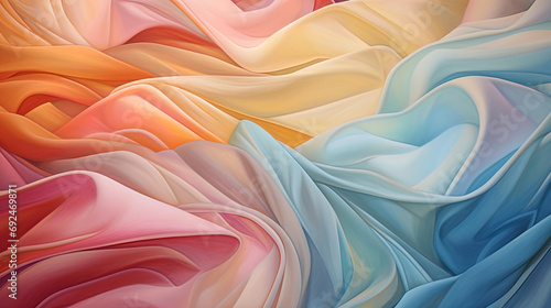 The interweaving of pastel shades on canvas