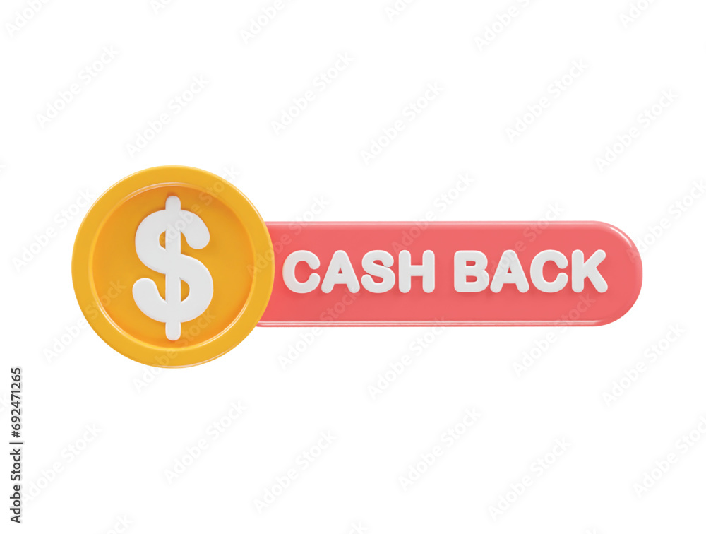 Cashback icon 3d render illustration element Cashback icon 3d render illustration element