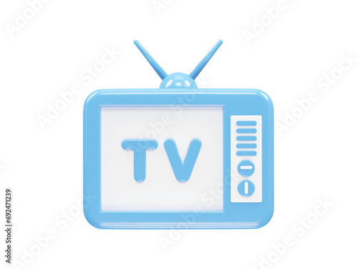 Tv icon 3d rendering illustration element