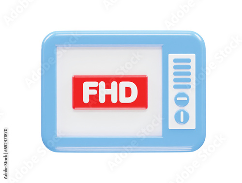 Tv icon 3d rendering illustration element