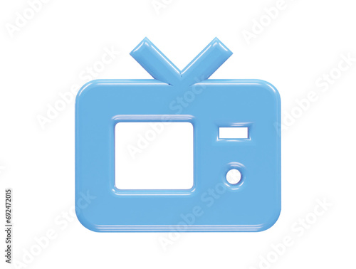 Tv icon 3d rendering illustration element