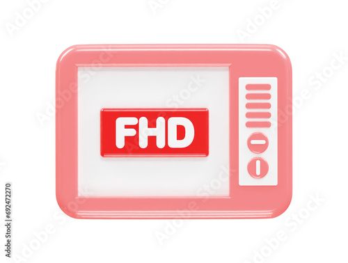 Tv icon 3d rendering illustration element