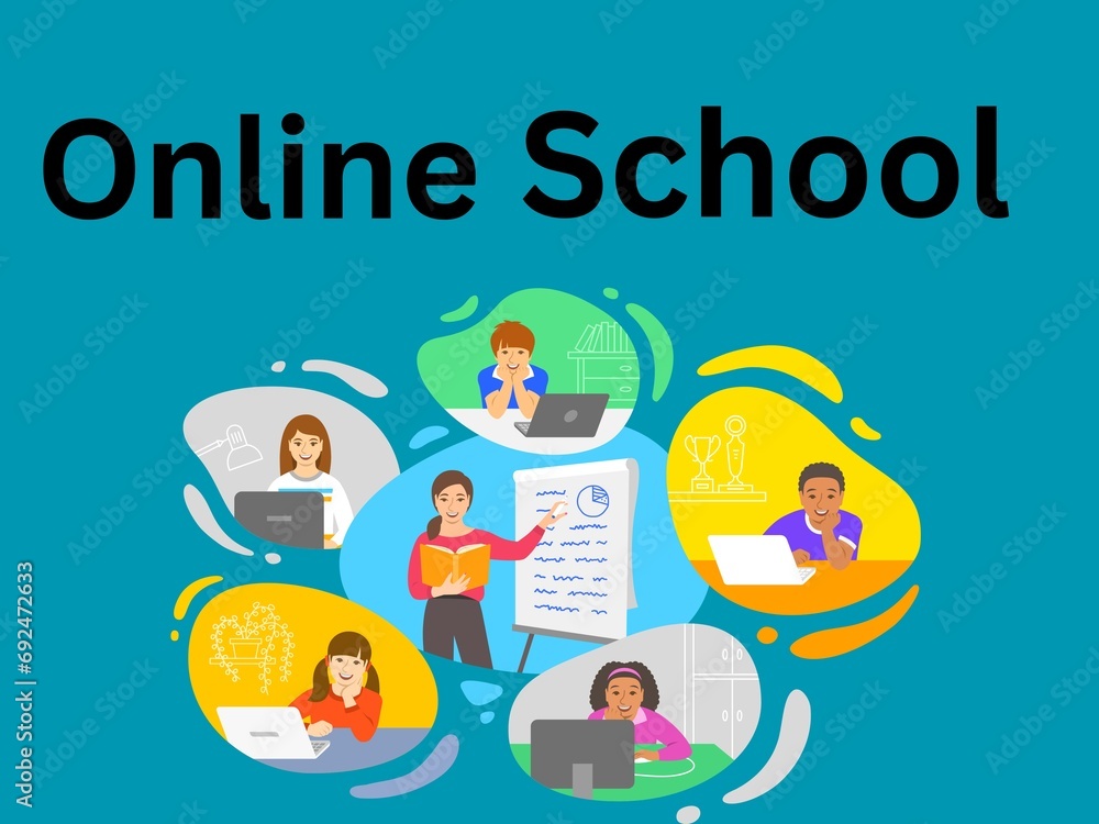 Online School background, online classes 