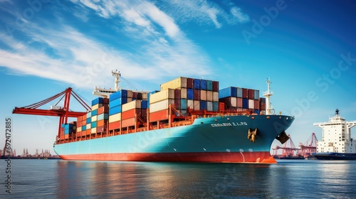 logistics maritime ship cargo illustration transportation import, trade port, ping carrier logistics maritime ship cargo photo