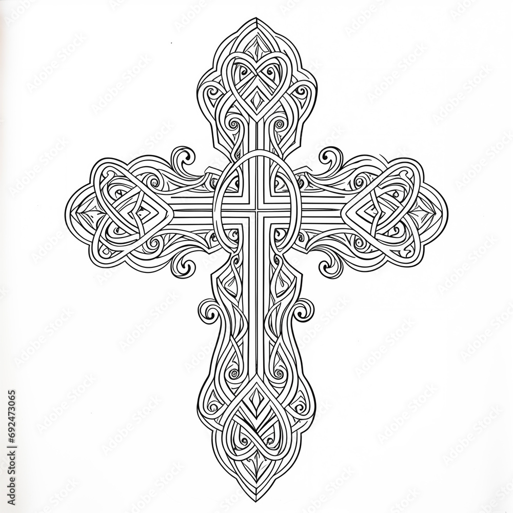 Black and white crucifix in Gothic style
