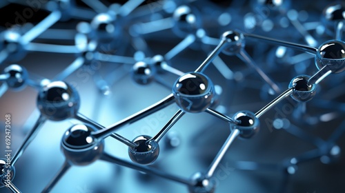 Round shape molecules connectivity biotechnology close-up image